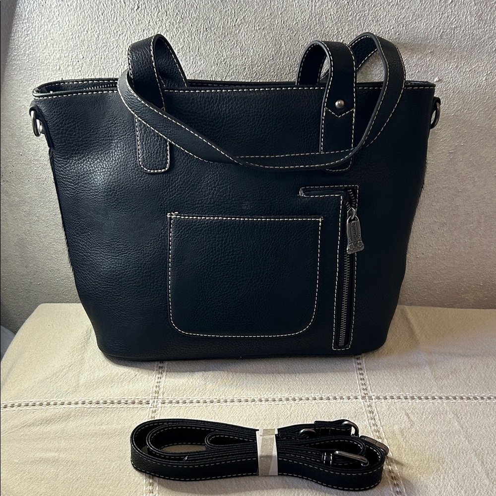 Elegant Black Tote with Silver Detailing - Picture 2 of 5